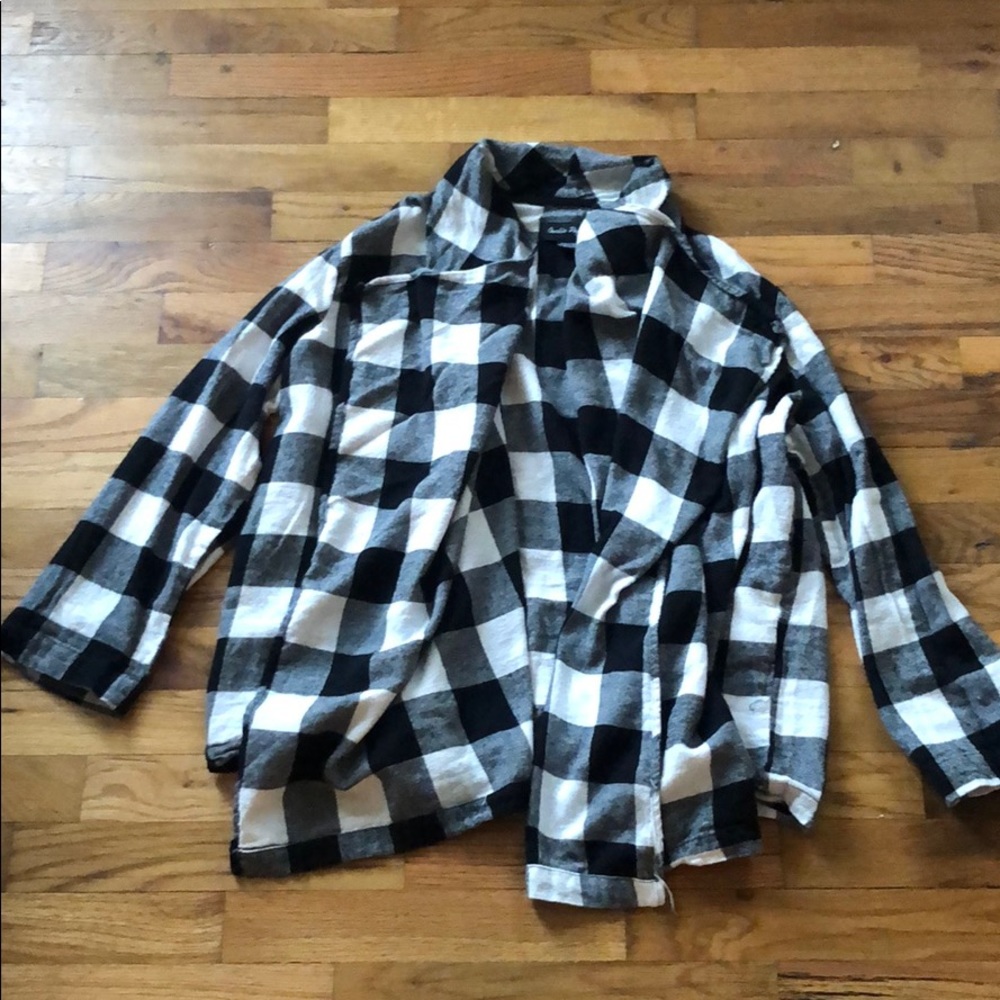 Open flannel cardigan